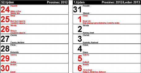 poslední týden roku 2012 poslední týden roku 2012